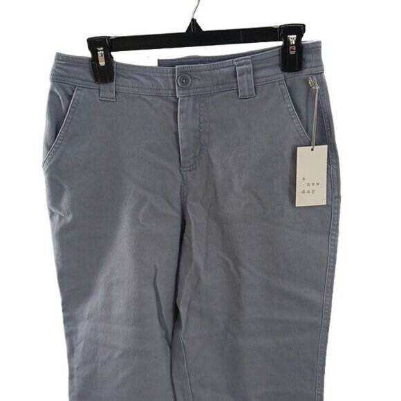 A New Day Pants Gray High Rise Straight Crop Stretch Womens Size 4 - Picture 3 of 7